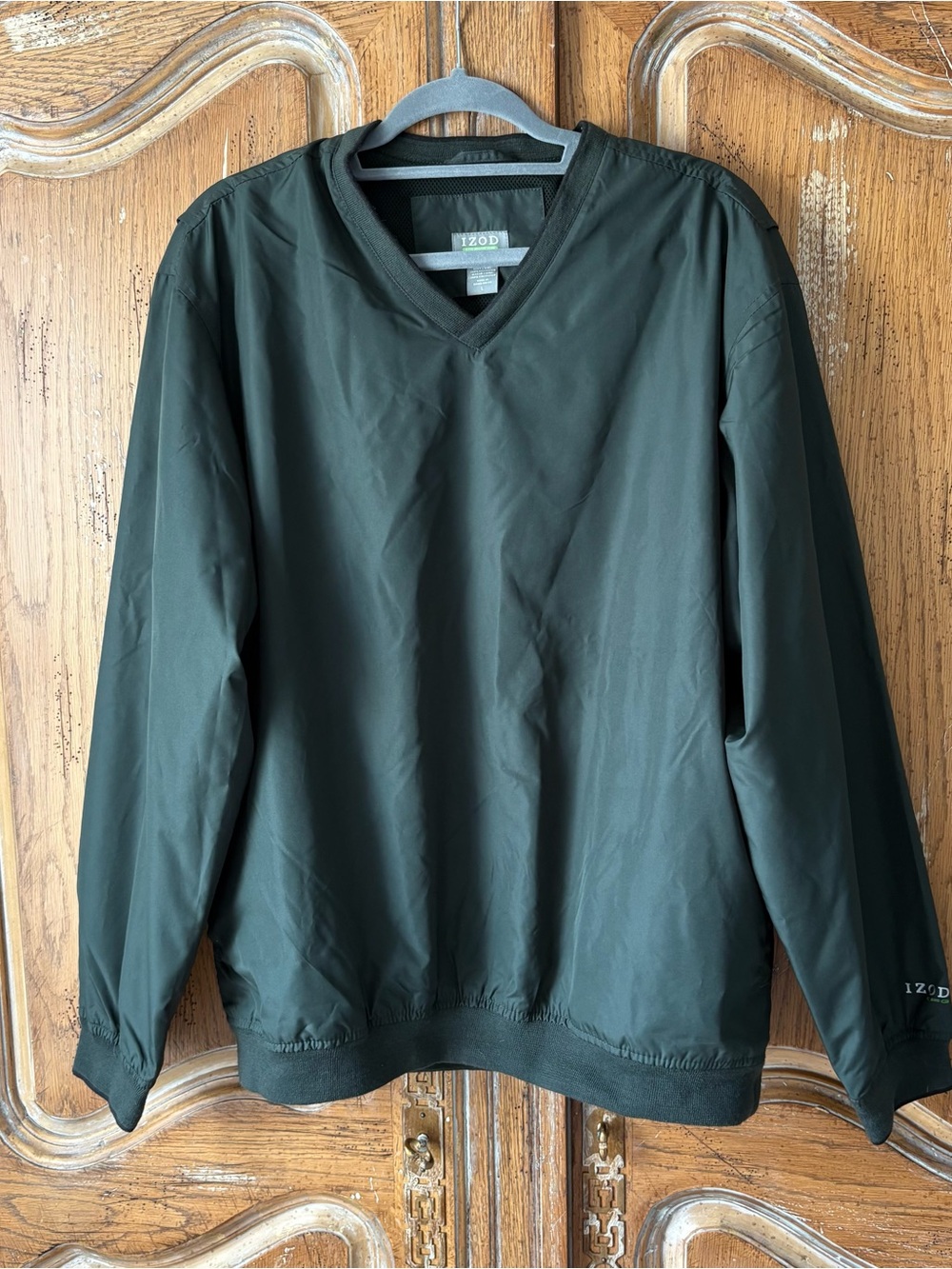 Izod Men's Forest Green V-Neck Golf Windbreaker Pullover size L